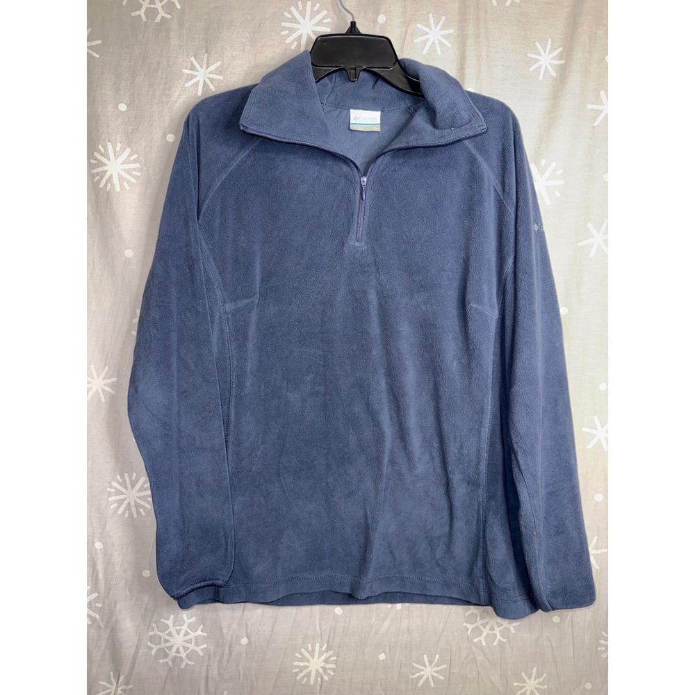 Columbia Mens Blue Fleece Quarter Zip Pullover Sweater XL Long Sleeve Mock Neck